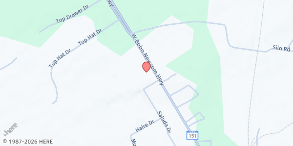 Map showing First Baptist Pine Ridge at 3901 West Bobo Newsome Highway, Hartsville, SC