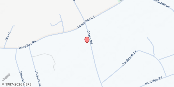 Map showing Greater Unity AME at 744 Coach Road, Holly Hill, SC