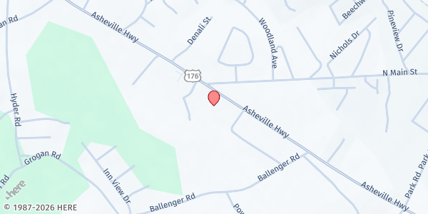 Map showing H.O.P.E. Soup Kitchen @ Greater St. James Temple at 13255 Asheville Hwy., Inman, SC