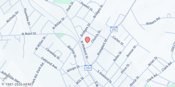 Map showing Inman First Baptist at 14 N Howard St, Inman, SC