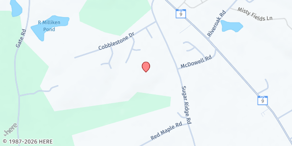 Map showing Lake Bowen Baptist Church at 404 Sugar Ridge Rd., Inman, SC