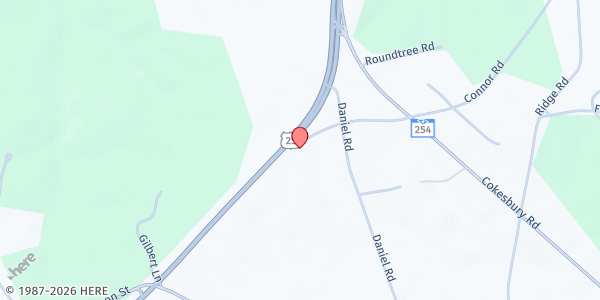 Map showing Hodges Church of God at 4802 Hwy. 25 N., Irving, SC