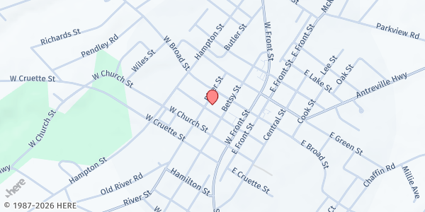 Map showing IVA First Baptist at 9536 Hwy 81 S, IVA, SC