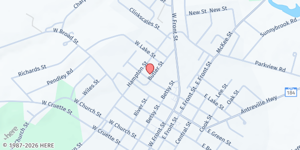 Map showing Iva First Wesleyan Church at 300 West Poplar Street, Iva, SC