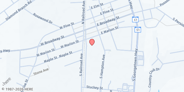 Map showing Crossover Community Church at 240 Seaboard Ave., Johnsonville, SC