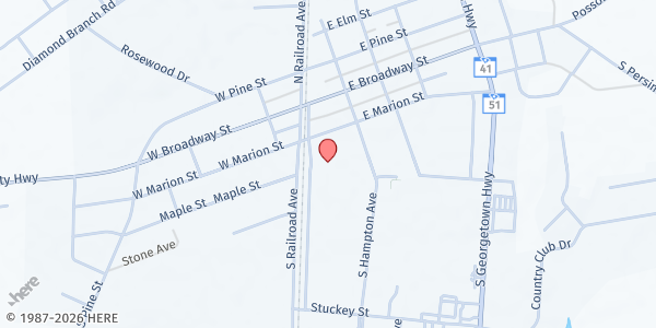 Map showing Crossover Community Church at 240 Seaboard Avenue, Johnsonville, SC