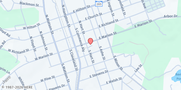 Map showing KARE at 206-210 E. Marion St., Kershaw, SC