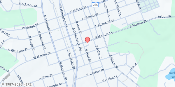 Map showing KARE Food Pantry at 208 East Marion Street, Kershaw, SC