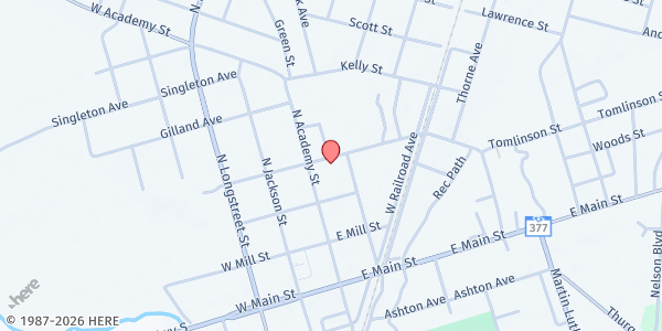 Map showing Apostolic Faith Mission at 44 Hollywoods Rd., Kingstree, SC