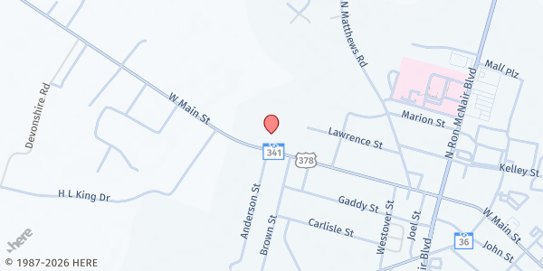 Map showing Greater Lake City Community Resource Center-Lake City Creative Alliance at 410 West Main Street, Lake City, SC