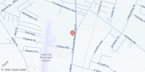 Map showing Lake City P.H. Church at 608 S. Ron Mcnair Blvd., Lake City, SC