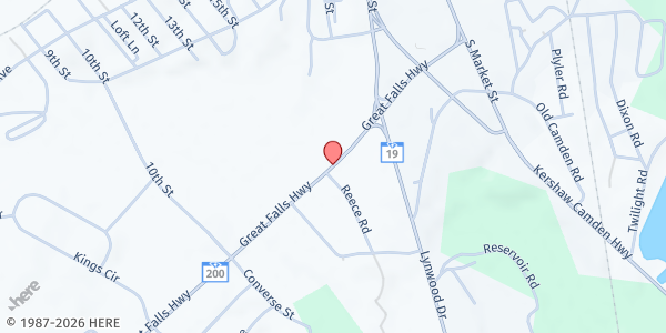 Map showing Christian Services Lancaster at 1227 Great Falls Highway, Lancaster, SC