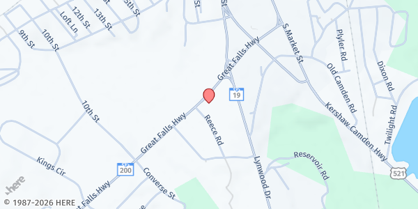 Map showing Christian Services Lancaster Food Pantry at 1227 Great Falls Rd., Lancaster, SC