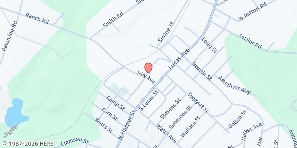 Map showing Laurens Baptist Crisis Center at 60 Ranch Road, Laurens, SC