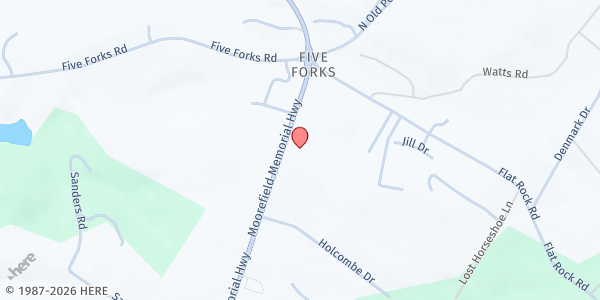 Map showing Shekinah Temple at 7833 Moorefield Memorial Hwy., Liberty, SC