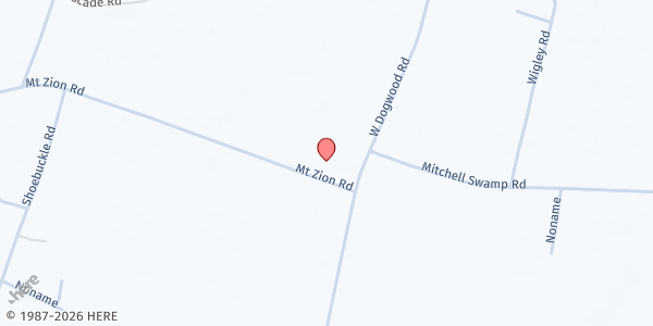 Map showing Dogwood Hill Baptist Church at 1040 Mt. Zion Rd., Loris, SC
