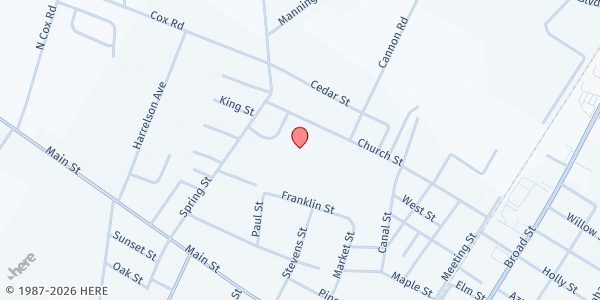 Map showing North Strand Helping Hands - Loris Distribution at 3410 Church St, Loris, SC