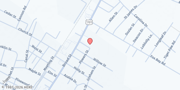 Map showing Victory Life Center at 4360 Rose St., Loris, SC