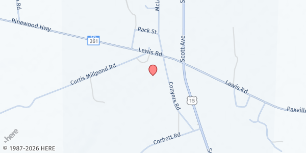 Map showing Paxville Community Development Center at 10183 Lewis Rd., Manning, SC