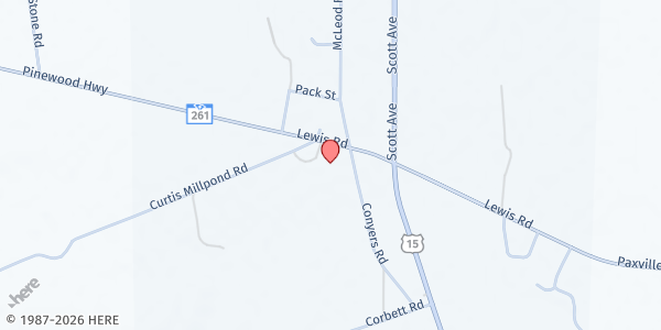 Map showing Paxville Community Development Corporation (CDC) at 10183 Lewis Rd., Manning, SC