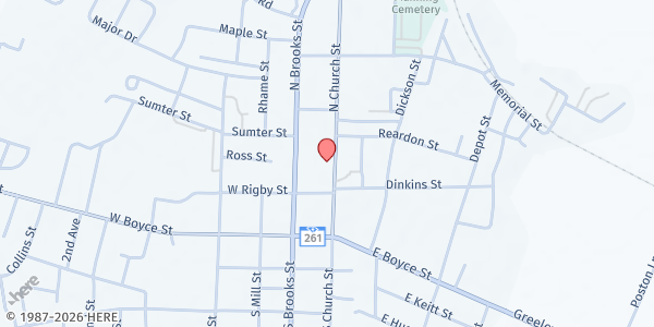 Map showing United Ministries of Clarendon at 113 N Church Street, Manning, SC