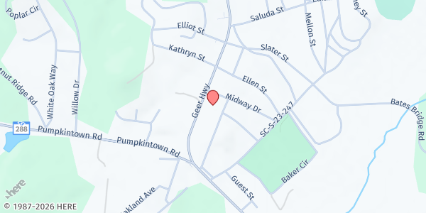 Map showing Marietta First Baptist Church - The Storehouse at 2936 Greer Hwy., Marietta, SC