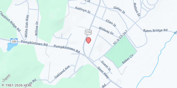 Map showing Marietta First Baptist at 2926 Geer Highway, Marietta, SC