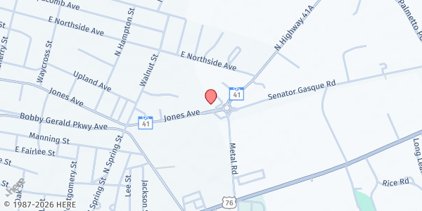 Map showing The Harvest Church Of Grace at 945 Jones Ave., Marion, SC