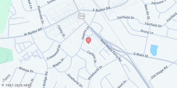 Map showing Community Food Bank of the Piedmont at 206 S. Main St., Mauldin, SC