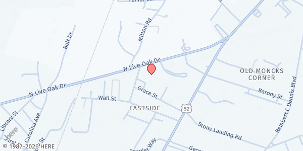 Map showing Grace Impact Development Center at 212 Cooper, Moncks Corner, SC