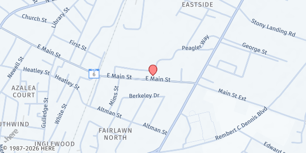 Map showing Moncks Corner Community Soup Kitchen at 496 East Main Street, Moncks Corner, SC
