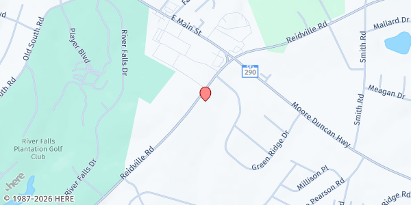 Map showing Carpenter's Table Foodbank at 5957 Reidville Road, Moore, SC