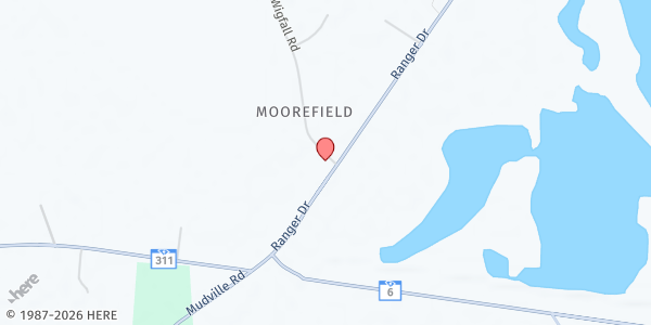 Map showing Antioch Holiness Church at 1063 Ranger Dr., Moorefield, SC