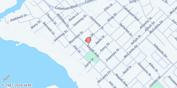 Map showing Friendship AME Church at 204 Royall Ave, Mount Pleasant, SC