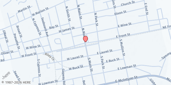 Map showing Harvest Time Evangelistic at 6276 E. Hwy. 76, Mullins, SC
