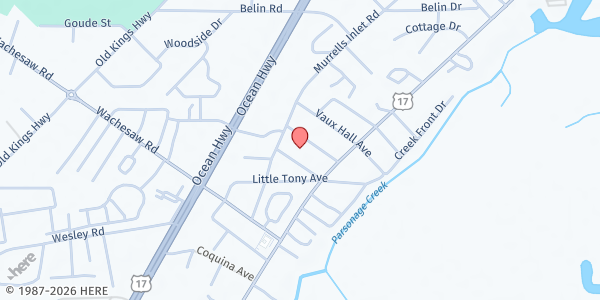 Map showing Murrells Inlet Church of God at 608 Gibson Ave, Murrells Inlet, SC