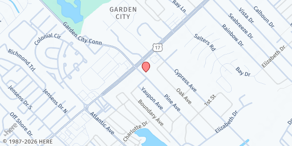 Map showing Shepherd of the Sea- Carol Hummel Food Pantry at 2637 US-17 BUS, Murrells Inlet, SC