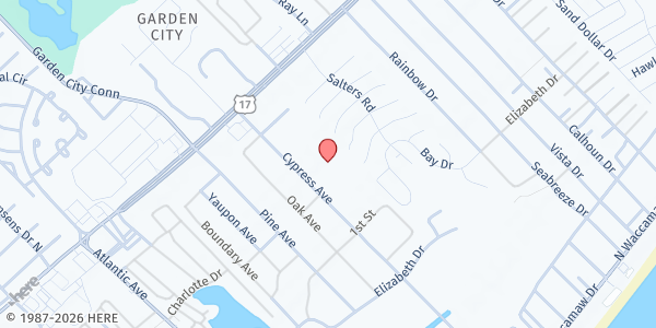 Map showing Society of St. Vincent de Paul - Murrells Inlet at 542 Cypress Ave., Murrells Inlet, SC