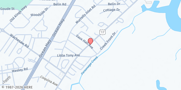 Map showing St. Vincent DePaul Society Garden City - Parish Activity Center at Parish Activity Center, 542 Cypress Avenue, Murrells Inlet, SC