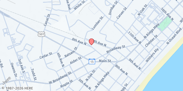 Map showing New Directions of Horry County at 732 8th Ave. N., Myrtle Beach, SC