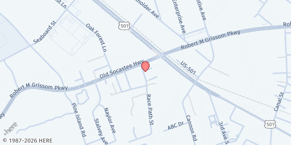 Map showing Phoenix Renaissance/Racepath Community Center at 1690 Racepath Street, Myrtle Beach, SC