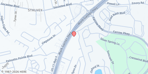 Map showing Socastee Pantry of Faith Outreach Ministries at 4513 US-17, Myrtle Beach, SC