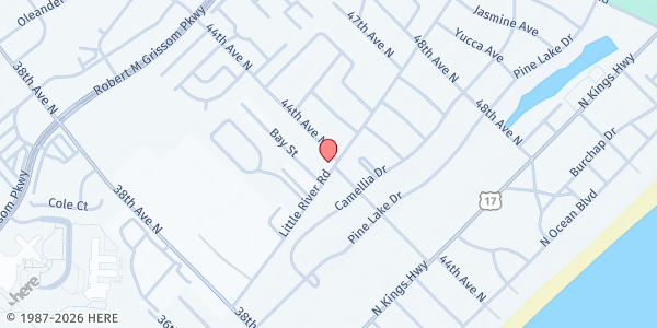 Map showing Swash Park Ministry at 4319 Little River Rd., Myrtle Beach, SC