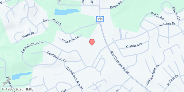 Map showing Victory Baptist Church at 620 W. Martintown Rd., North Augusta, SC