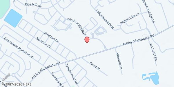 Map showing Cathedral Church Parking Lot - Farmers Market at 3790 Ashley Phosphate, North Charleston, SC