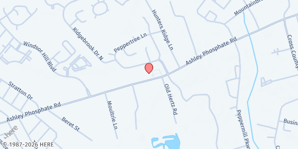 Map showing Cathedral Impact Center at 3626 Ashley Phosphate Rd, North Charleston, SC