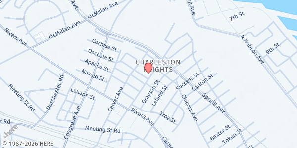 Map showing Celebration Station at 1935 Reynolds Ave., North Charleston, SC