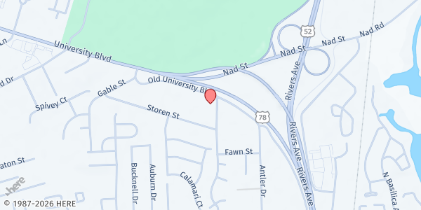 Map showing Deer Park Baptist Church at 8875 Old University Blvd., North Charleston, SC