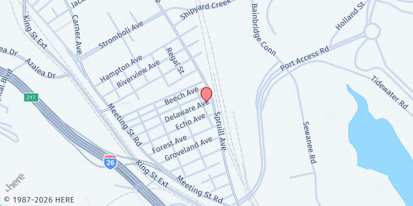 Map showing Evening of Prayer at 2401 Delaware Ave, North Charleston, SC
