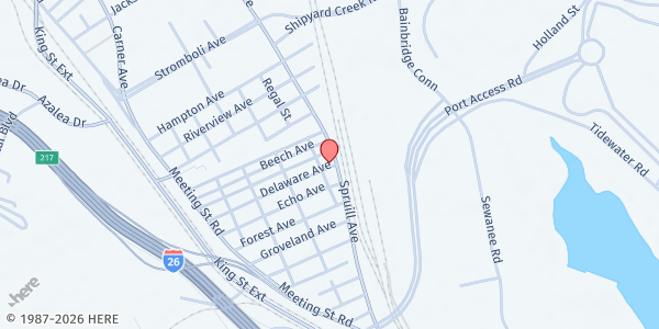 Map showing Evening of Prayer at 2401 Spruill Ave., North Charleston, SC